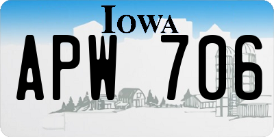 IA license plate APW706