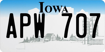 IA license plate APW707