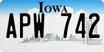 IA license plate APW742