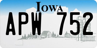 IA license plate APW752