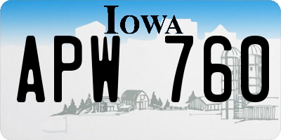 IA license plate APW760