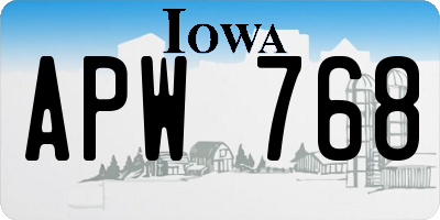 IA license plate APW768