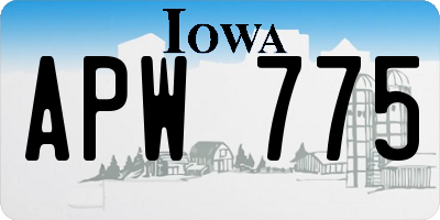 IA license plate APW775