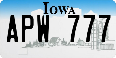 IA license plate APW777
