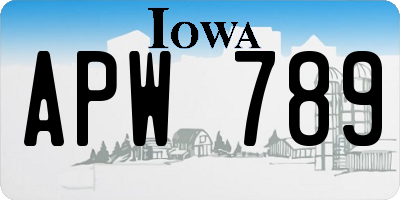 IA license plate APW789