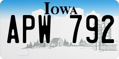 IA license plate APW792