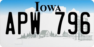 IA license plate APW796