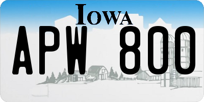 IA license plate APW800
