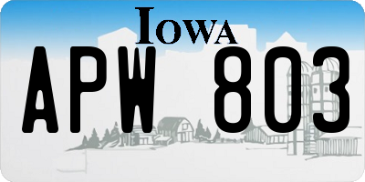 IA license plate APW803