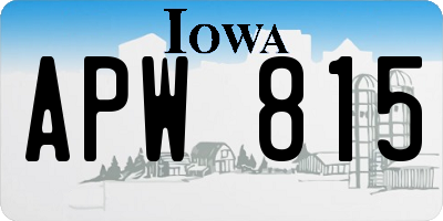 IA license plate APW815