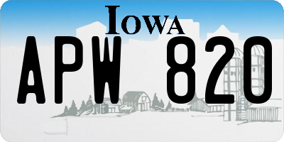 IA license plate APW820