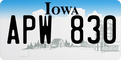 IA license plate APW830