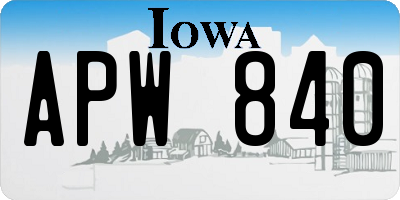 IA license plate APW840