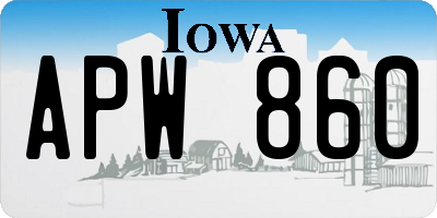 IA license plate APW860