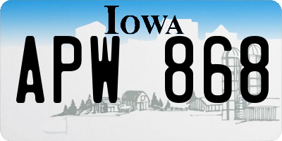 IA license plate APW868