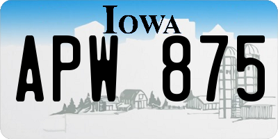 IA license plate APW875