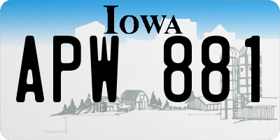 IA license plate APW881