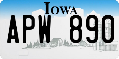 IA license plate APW890