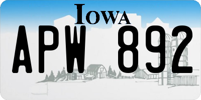 IA license plate APW892