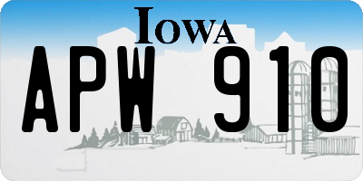IA license plate APW910