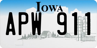 IA license plate APW911