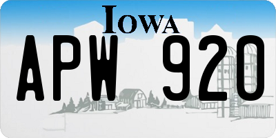 IA license plate APW920