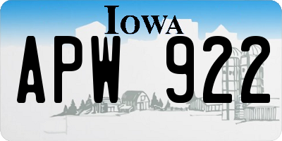 IA license plate APW922