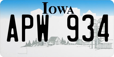 IA license plate APW934