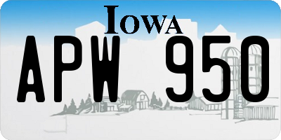 IA license plate APW950