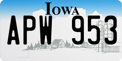 IA license plate APW953