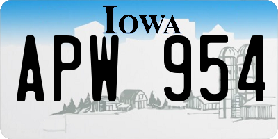 IA license plate APW954