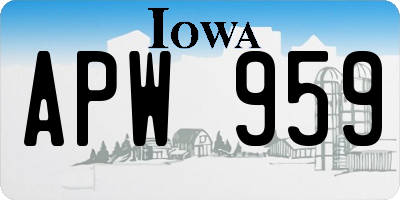 IA license plate APW959