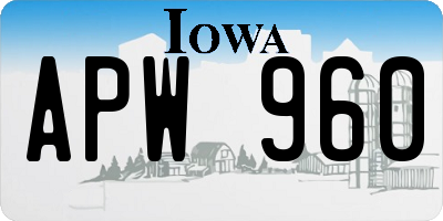 IA license plate APW960