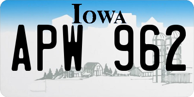 IA license plate APW962