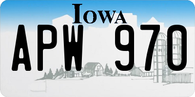 IA license plate APW970