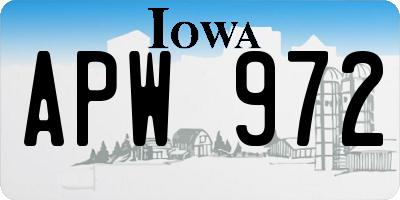 IA license plate APW972