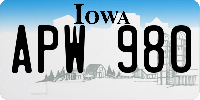 IA license plate APW980