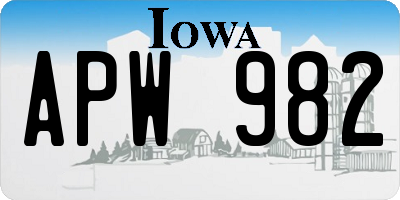 IA license plate APW982