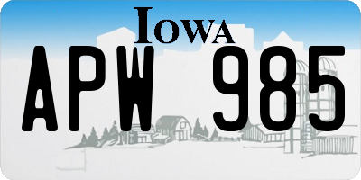 IA license plate APW985