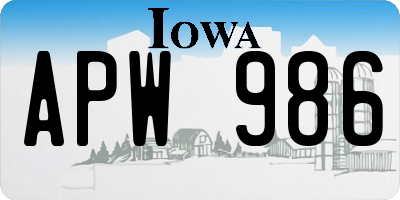 IA license plate APW986