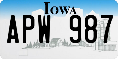 IA license plate APW987