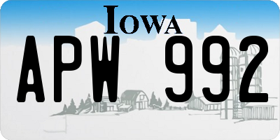 IA license plate APW992