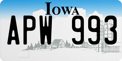 IA license plate APW993