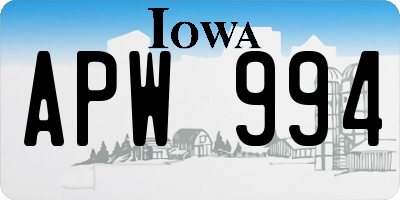 IA license plate APW994