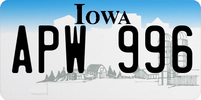 IA license plate APW996