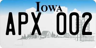 IA license plate APX002