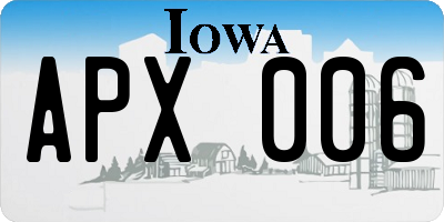 IA license plate APX006