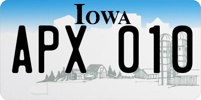 IA license plate APX010