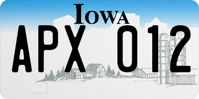IA license plate APX012