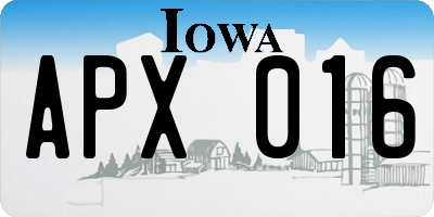 IA license plate APX016
